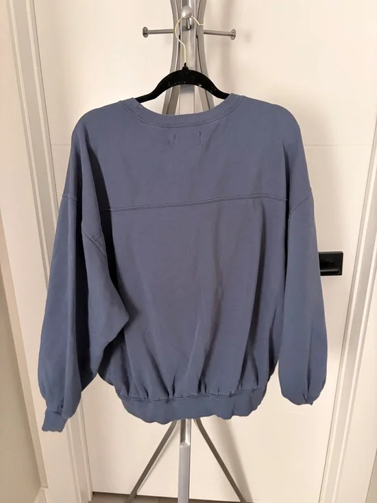 BDG Dusty Blue Crewneck Sweatshirt with Nautical Anchor Patch - Picture 2 of 3